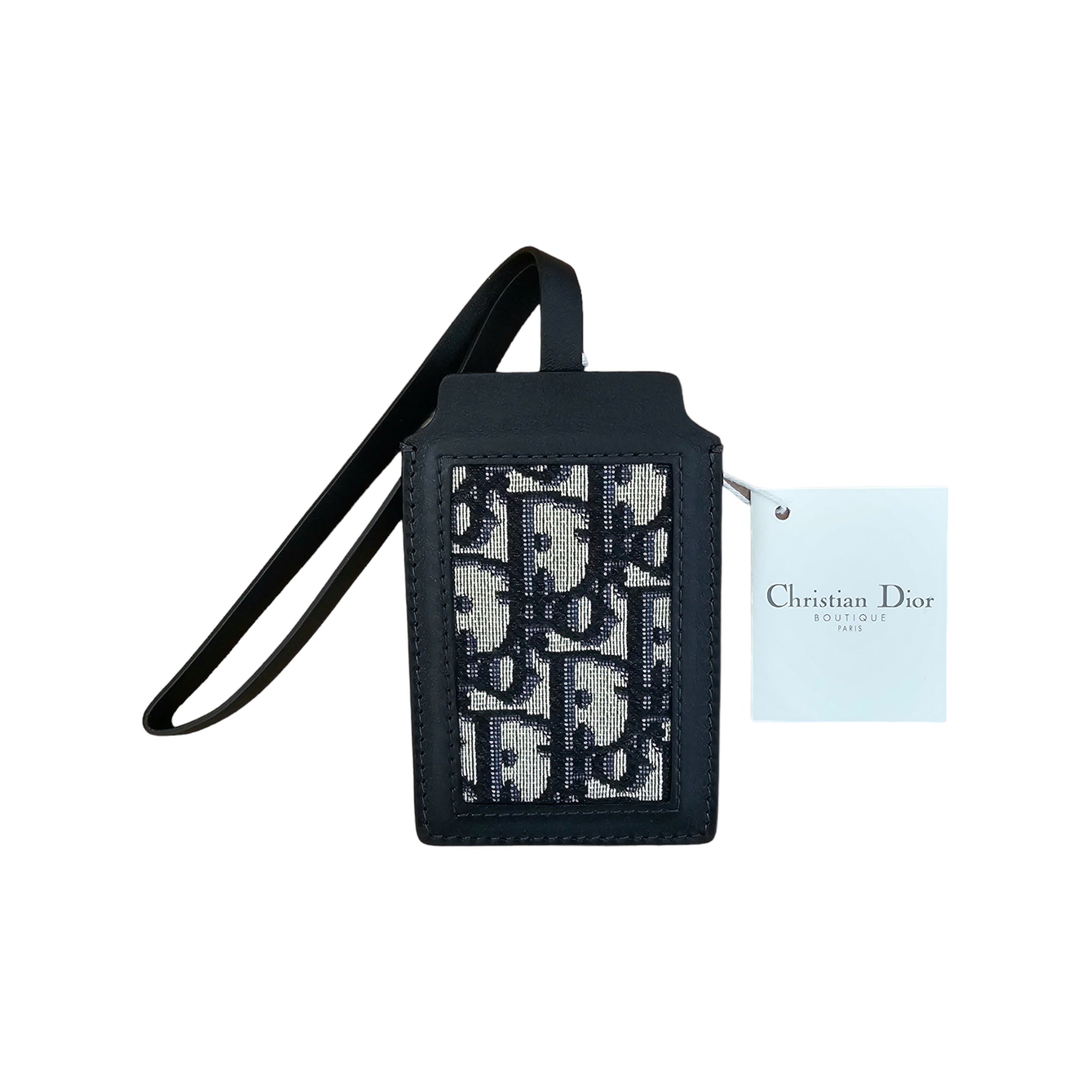 Christian Dior Navy Oblique Monogram Canvas Leather Luggage Tag